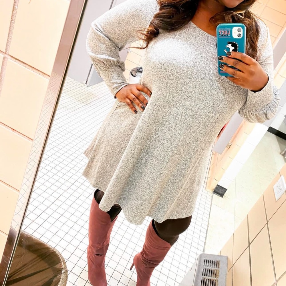 ASOS dress Grey US 16 only worn once long sleeve knee length dress stretch